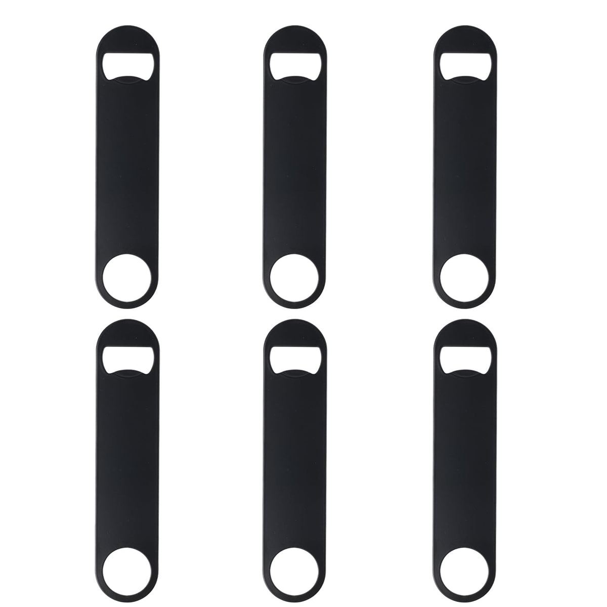 QBXMY7 Beer Bottle Opener 6-Pc - Stainless Steel Flat Bar Openers, Heavy Duty