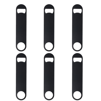 QBXMY7 Beer Bottle Opener 6-Pc - Stainless Steel Flat Bar Openers, Heavy Duty