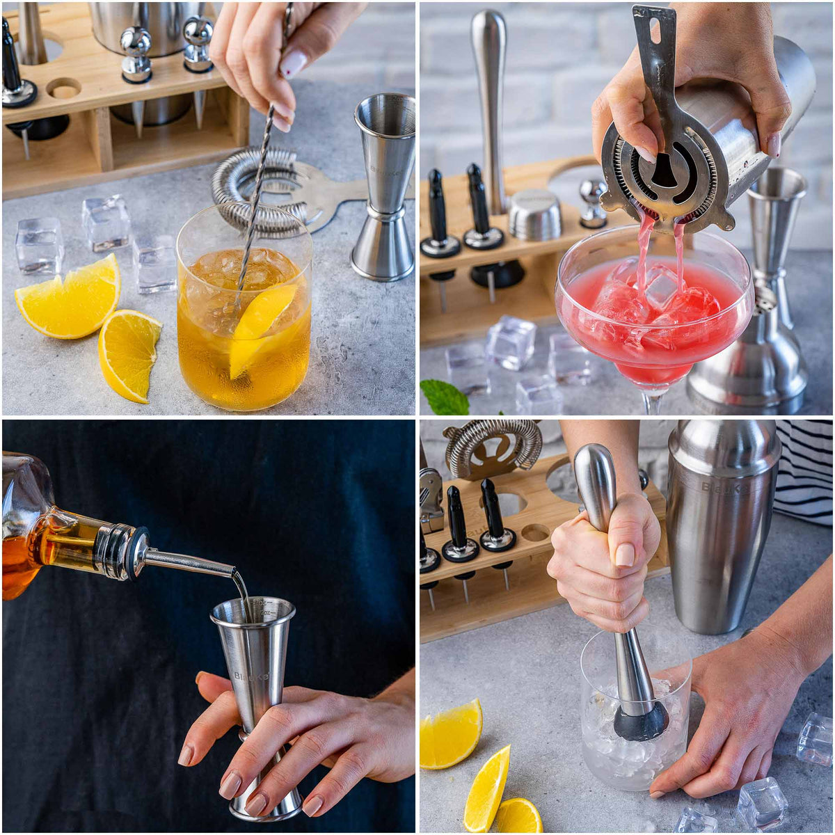 17-Piece Bartender Kit with Stand | Cocktail Shaker Set for Home Bar | Mixology Gift Set