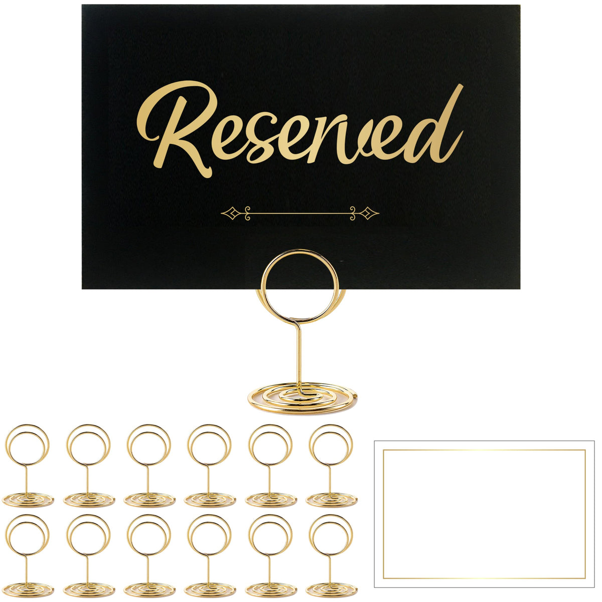 12-Pack Gold Foil Reserved Signs with Stand - Wedding & Restaurant Table Cards