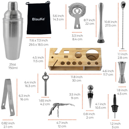 17-Piece Bartender Kit with Stand | Cocktail Shaker Set for Home Bar | Mixology Gift Set