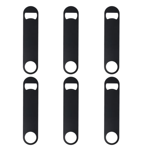 QBXMY7 Beer Bottle Opener 6-Pc - Stainless Steel Flat Bar Openers, Heavy Duty