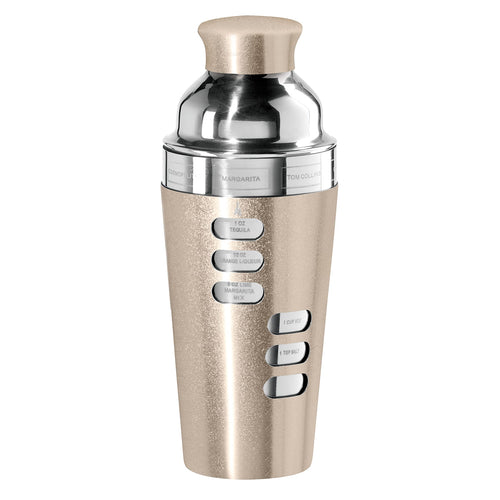 OGGI Dial A Drink Cocktail Shaker-23oz Stainless Steel Shaker 8 Recipes Stainless Steel Lid has Built In Strainer Ideal Cocktail Mixer Martini Shaker Margarita Shaker & More Stainless