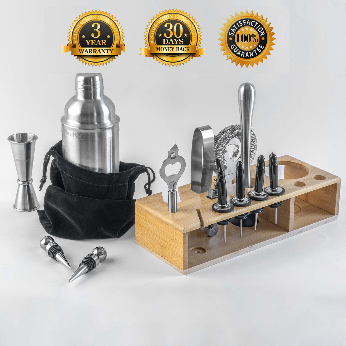 17-Piece Bartender Kit with Stand | Cocktail Shaker Set for Home Bar | Mixology Gift Set