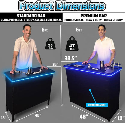 Portable Bar Table with LED Lights and Folding Legs | The Social Pour