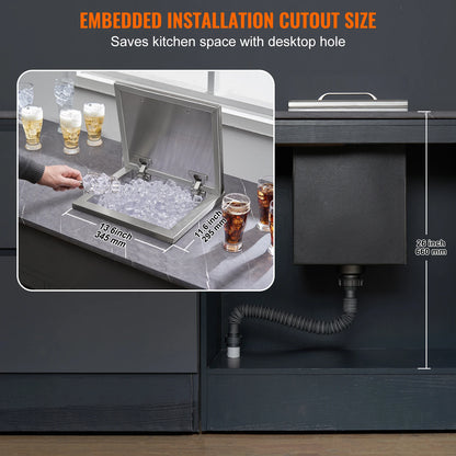 Stainless Steel Drop-In Ice Chest 30 QT | The Social Pour