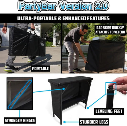 Portable Bar Table with LED Lights and Folding Legs | The Social Pour