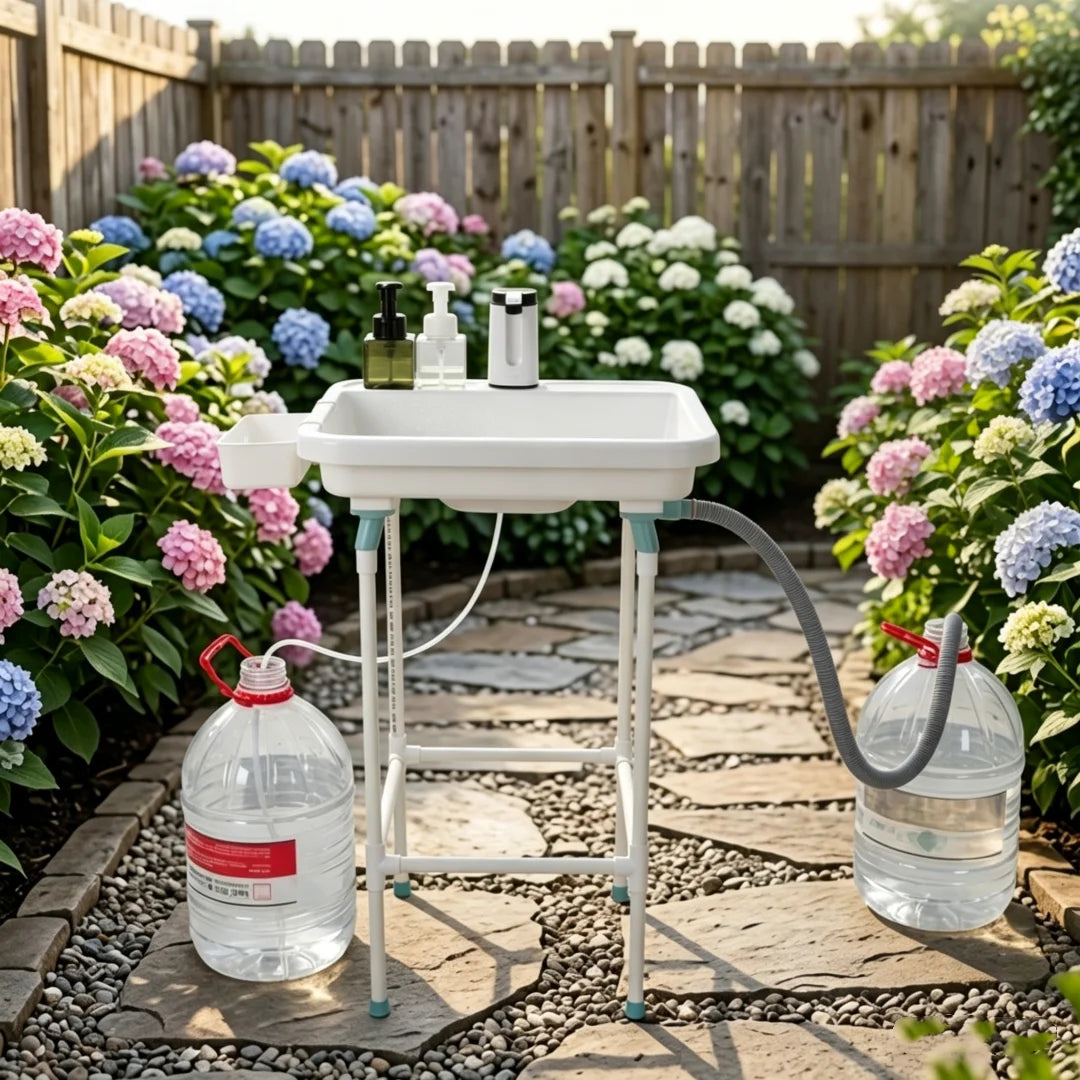 Portable Sink with Stand and Folding Wash Basin | The Social Pour