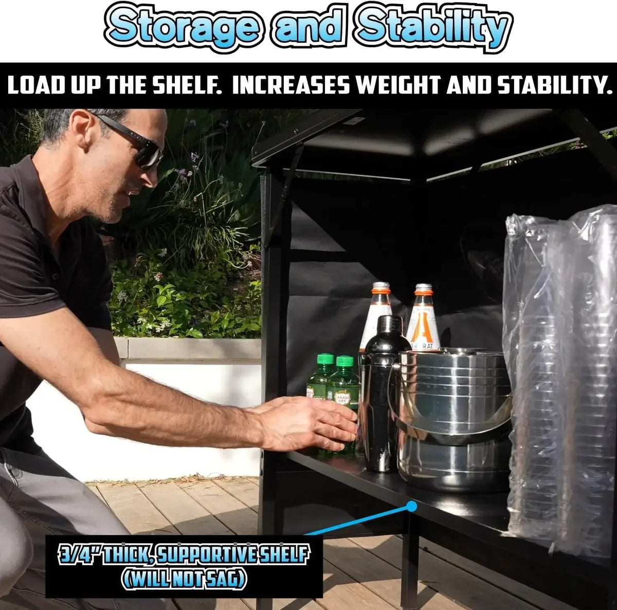 Portable Bar Table with LED Lights and Folding Legs | The Social Pour