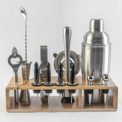 17-Piece Bartender Kit with Stand | Cocktail Shaker Set for Home Bar | Mixology Gift Set