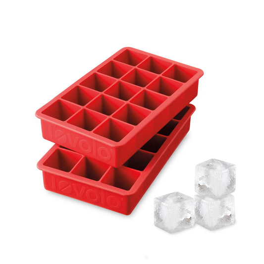 Tovolo Perfect Cube Ice Tray Set of 2 (Candy Apple) - Reusable Silicone Molds for Whiskey Cocktails Coffee Bartender Accessories & Smoothies / BPA-Free & Dishwasher-Safe