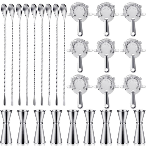 Funnymoom Cocktail Mixing Set of 9 Stainless Steel Bar Strainers Bartender Drink Mixing Set Cocktail Shaker Set Including Cocktail Jigger for Bartending 4-Prong Bar Strainers and Bar Spoon