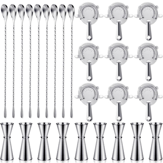 Funnymoom Cocktail Mixing Set of 9 Stainless Steel Bar Strainers Bartender Drink Mixing Set Cocktail Shaker Set Including Cocktail Jigger for Bartending 4-Prong Bar Strainers and Bar Spoon