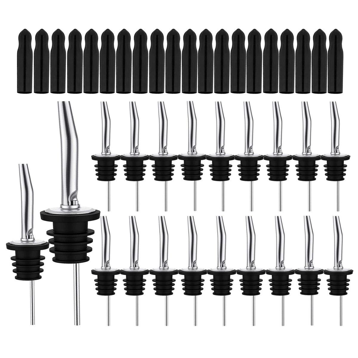20 Pack Liquor Pour Spout Liquor Bottle Pourers Pour Spouts for Liquor Bottles with Dust Caps Seal Covers Bar Tool Hygienic Dishwasher Safe