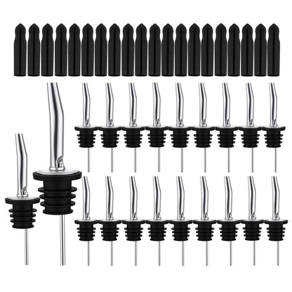 20 Pack Liquor Pour Spout Liquor Bottle Pourers Pour Spouts for Liquor Bottles with Dust Caps Seal Covers Bar Tool Hygienic Dishwasher Safe
