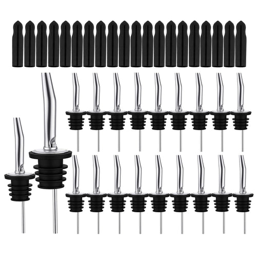 20 Pack Liquor Pour Spout Liquor Bottle Pourers Pour Spouts for Liquor Bottles with Dust Caps Seal Covers Bar Tool Hygienic Dishwasher Safe
