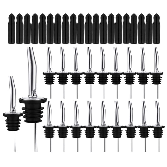 20 Pack Liquor Pour Spout Liquor Bottle Pourers Pour Spouts for Liquor Bottles with Dust Caps Seal Covers Bar Tool Hygienic Dishwasher Safe
