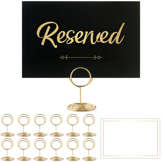 12-Pack Gold Foil Reserved Signs with Stand - Wedding & Restaurant Table Cards