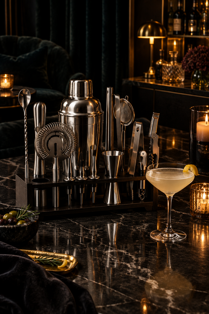 17-Piece Bartender Kit with Stand | Cocktail Shaker Set for Home Bar | Mixology Gift Set
