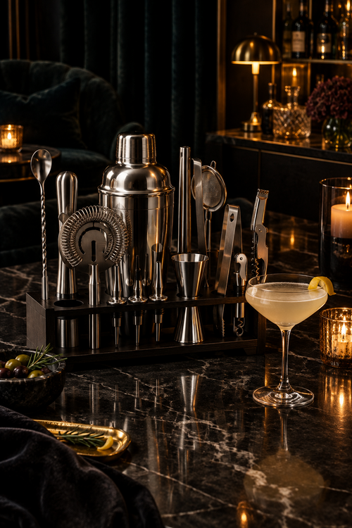 17-Piece Bartender Kit with Stand | Cocktail Shaker Set for Home Bar | Mixology Gift Set